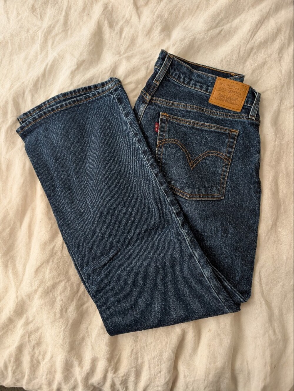 Levi's women's high rise wedgie bootcut jeans in dark blue denim